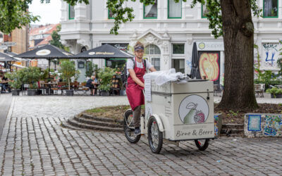 Birne und Beere Eisfahrrad