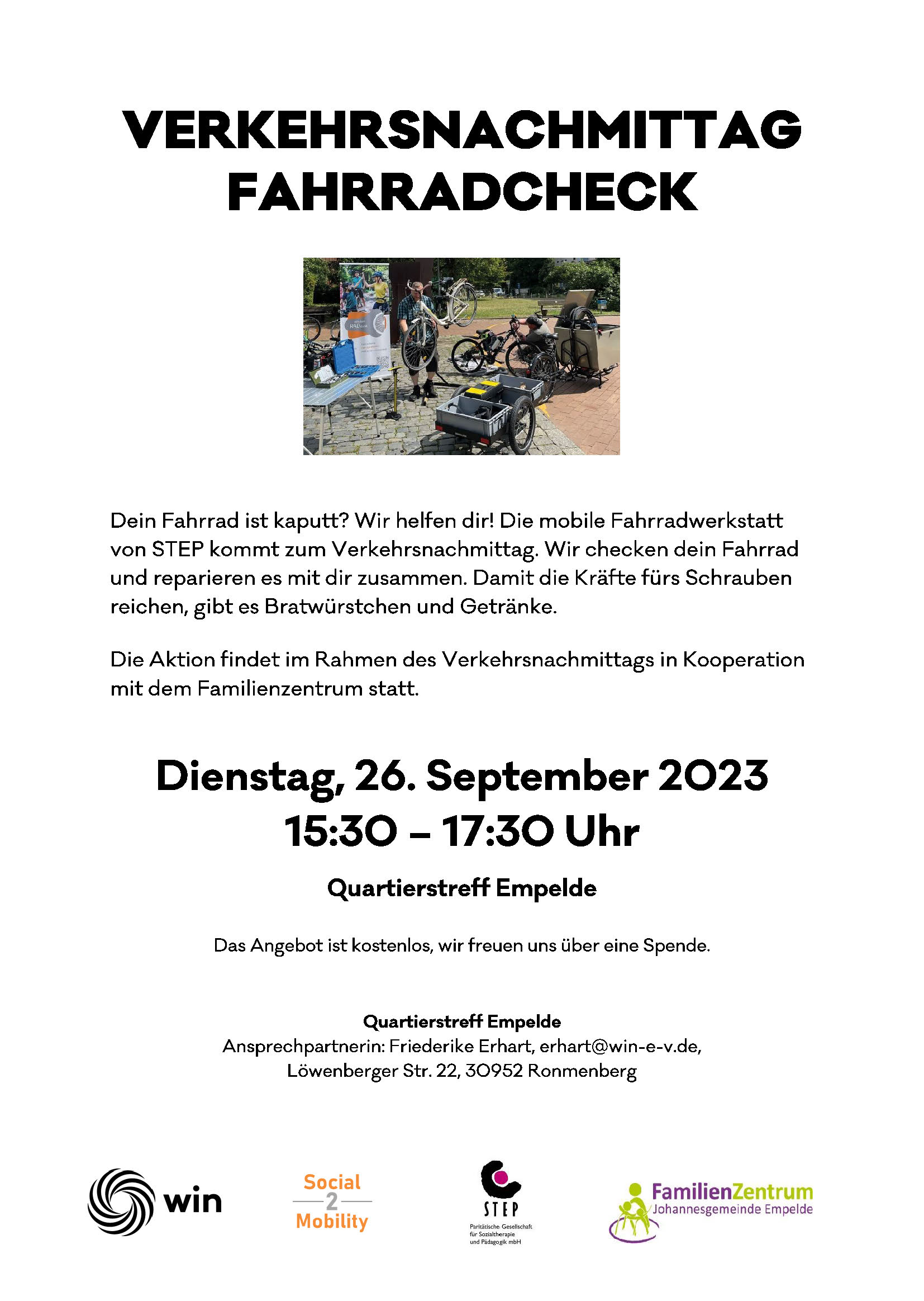 Ankündigung Verkehrsnachmittag in Koop mit Familienzentrum (September 2023)